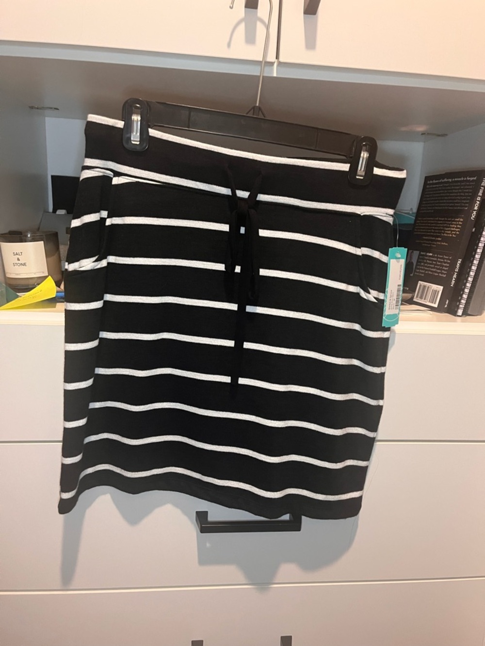 Market & Spruce Amia Black and White Horizontal Stripe Knit Skirt